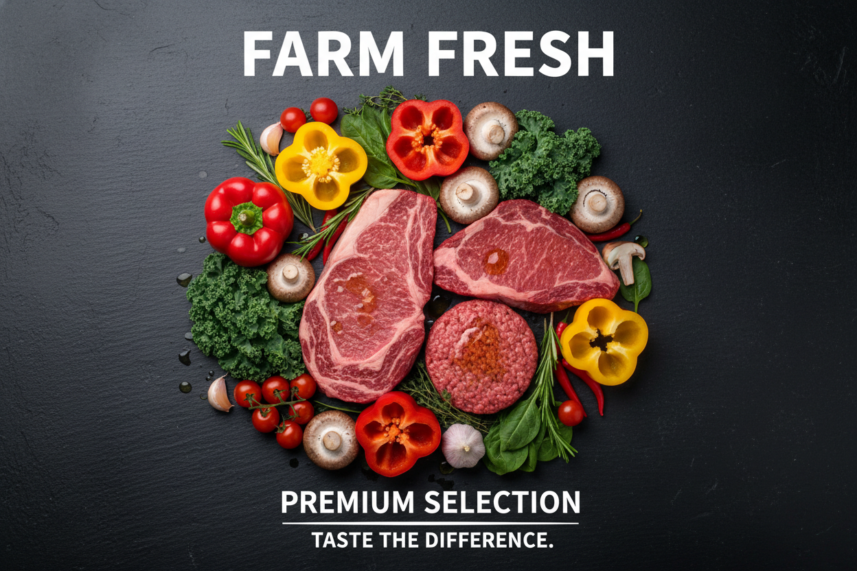 正方形牛肉蔬菜菌菇宣传海报